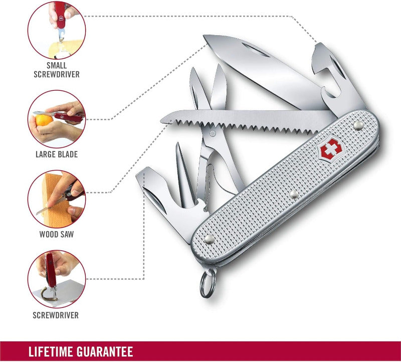 Victorinox Farmer X Alox 93mm Silver | 10-Function Swiss Army Knife