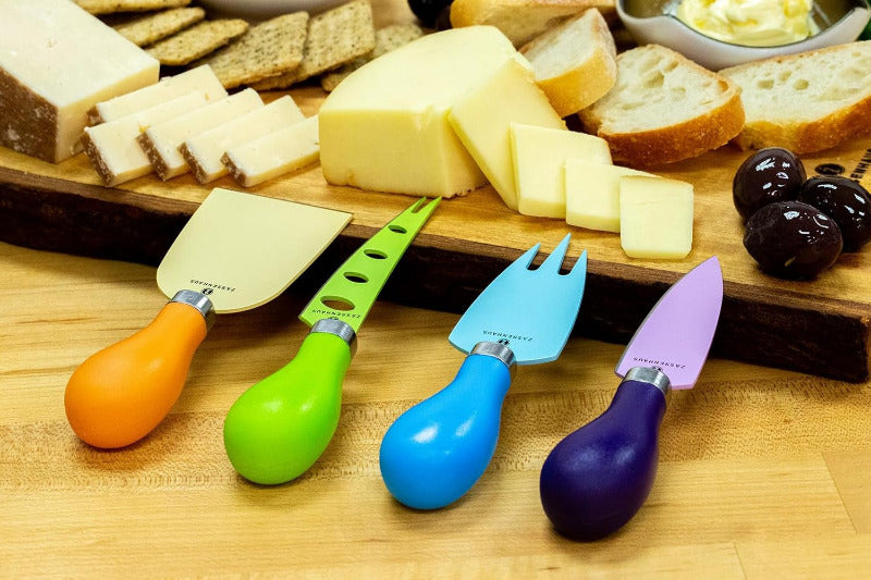 Käsemesser Set Aus Edelstahl Und Kunststoff 4-Teilig , Extra Scharfe Klingen , Geschenkset , Antihaftbeschichtung , Käseschneider Set , Beste Qualität Aus Solingen , Ergonomischen Griffe