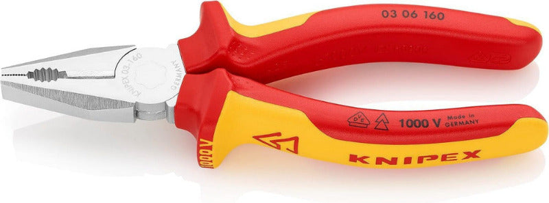 KNIPEX 03 02 180 Combination Pliers – 180 mm | Cuts Copper & Steel Wire, Grips Flat & Round Material