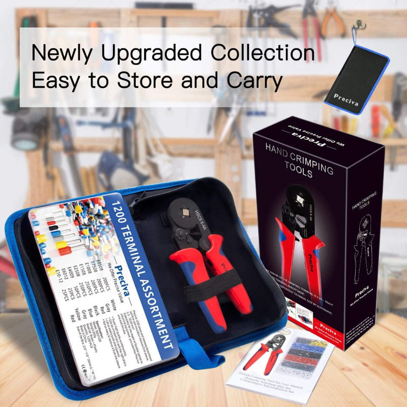 PRECIVA Ferrule Crimping Tool Kit – 1200 Insulated Ferrules (0.25–10 mm²)