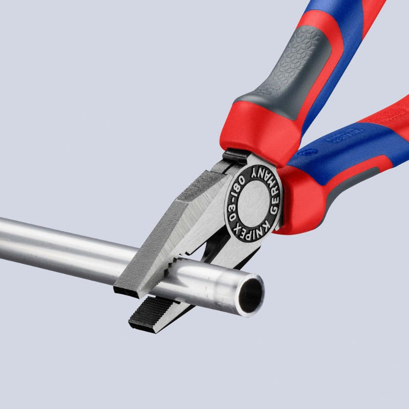 KNIPEX 03 02 180 Combination Pliers – 180 mm | Cuts Copper & Steel Wire, Grips Flat & Round Material