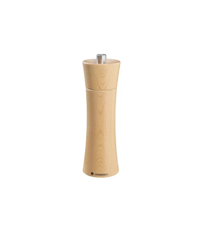ZASSENHAUS Frankfurt Pepper Mill – 18 cm Beech Wood | Infinitely Adjustable Ceramic Grinder