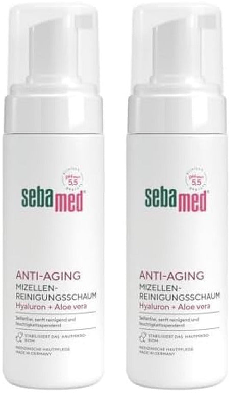 SEBAMED Anti-Aging Mizellen Reinigungsschaum Für Die Gesichtsreinigung, Für Männer Und Frauen, Zur Make-Up Entfernung Geeignet, Bei Fettiger Und Unreiner Haut, Mit Hyaluron Und Aloe Vera,150 Ml