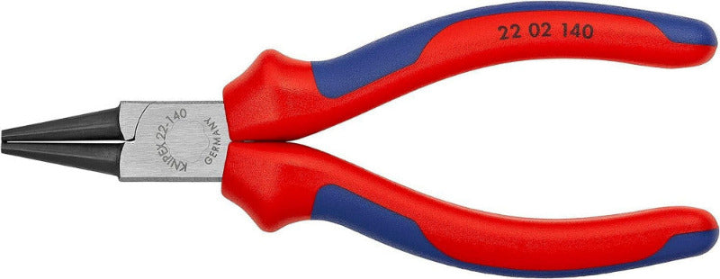 KNIPEX 22 02 140 Round Nose Pliers - 140 mm, Multi-Component Grips, Black Atramentized
