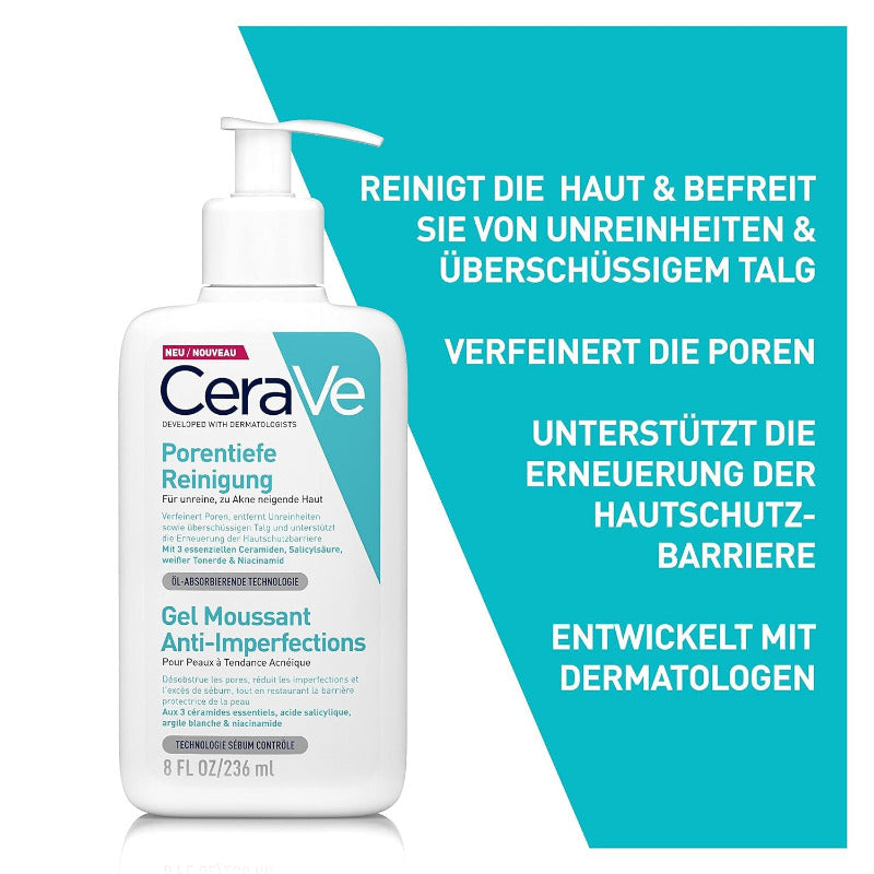 Cerave Schäumendes Reinigungsgel Für Gesicht Und Körper & Porentiefe Reinigung Für Das Gesicht