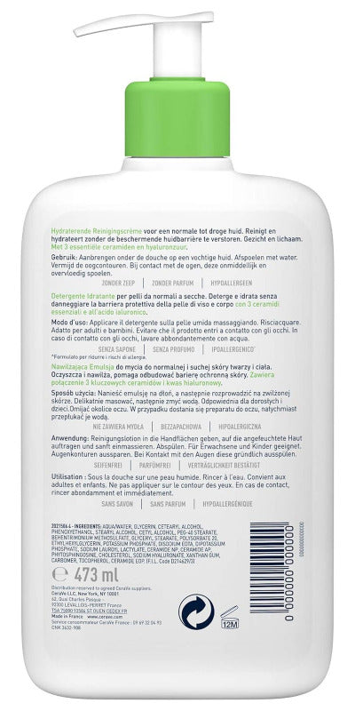 Cerave Feuchtigkeitsspendendes Reinigungsmittel, Für Normale Bis Trockene Haut, 236 Ml