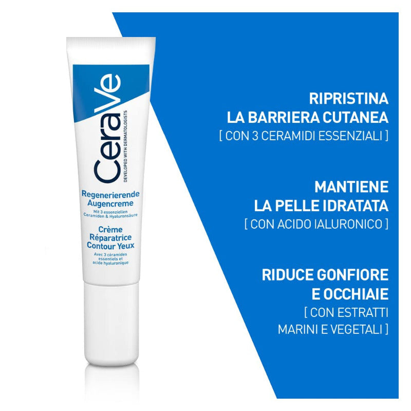 CeraVe Repair Eye Cream with Hyaluronic Acid & Niacinamide 15ml + Travel Size Foaming Cleanser 20ml