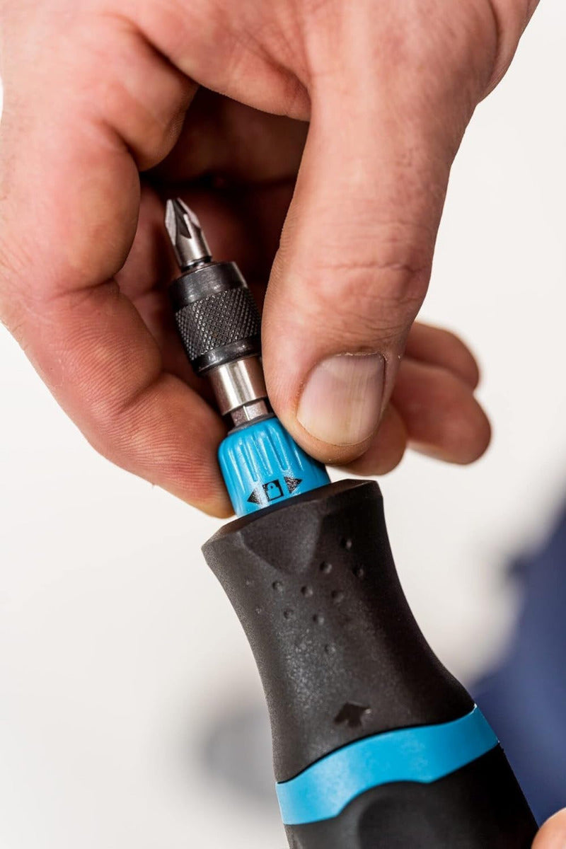 HAZET Bit Ratschen-Schraubendreher 810R-3 | Integriertes Bithalter-Magazin Mit 12 Bits - Ratschenfunktion Umstellbar Oder Verwendung Als Bit-Schraubendreher