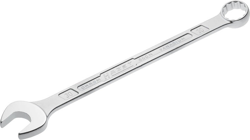 HAZET: Ring-Maulschlüssel 600N-10 Verchromt I Ringschlüsselkopf 15 Grad Abgewinkelt - Abtrieb: Außen Doppel-Sechskant, Schlüsselweite: 10 Mm, Schaft Mit Extra Stabilem HAZET Doppel-T-Profil
