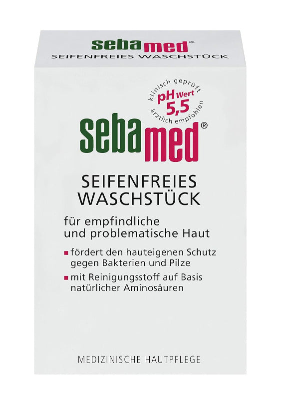 SEBAMED Seifenfreies Waschstück, Vitamin E Sowie Hautglättendes Panthenol Verleihen Neben Sauberkeit Und Frische Ein Angenehm Glattes Hautgefühl, 100 G