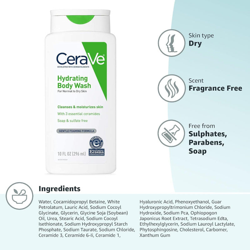 Cerave Hydrating Body Wash, 10 Fluid Ounce by Cerave