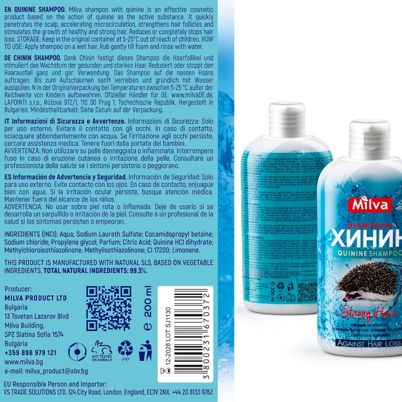 Chinin Power Shampoo Milva Für Schnelleres Haarwachstum Reduziert Schuppen, Fördert Wachstum- 200Ml