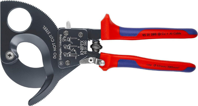 KNIPEX Cable Cutter 95 31 280 – Ratchet Action, Multi-Component Handles, 280mm, Black Lacquered