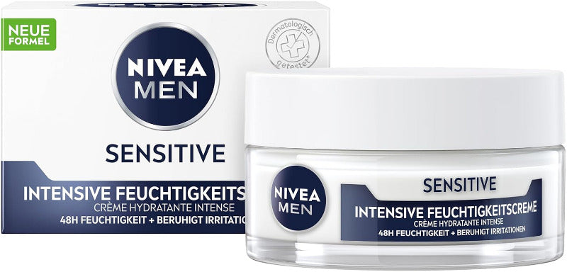 NIVEA MEN Sensitive Gesichtspflege Creme, 24H Feuchtigkeitscreme Für Empfindliche Männerhaut, Beruhigende Gesichtscreme Zur Linderung Von Hautirritationen (75 Ml)