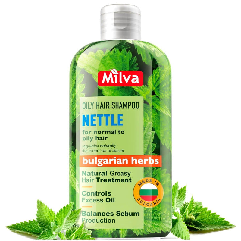 Milva Brennnessel Shampoo Für Fettiges Haar – 500Ml Anti-Fett Haarshampoo Gegen Schuppen & Fettige Kopfhaut, Tiefenreinigung & Volumen, Natürlich Mit Brennnessel-Extrakt, Ohne Silikone & Parabene