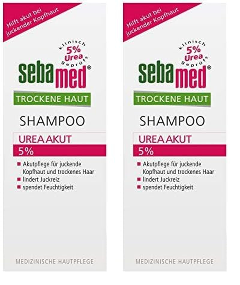 SEBAMED Shampoo Urea Akut 5%, Lindert Spürbar Juckreiz Bei Trockener Kopfhaut Und Hilft, Die Natürliche Feuchtigkeitsbalance Von Haut Und Haar Wieder Herzustellen, 200 Ml