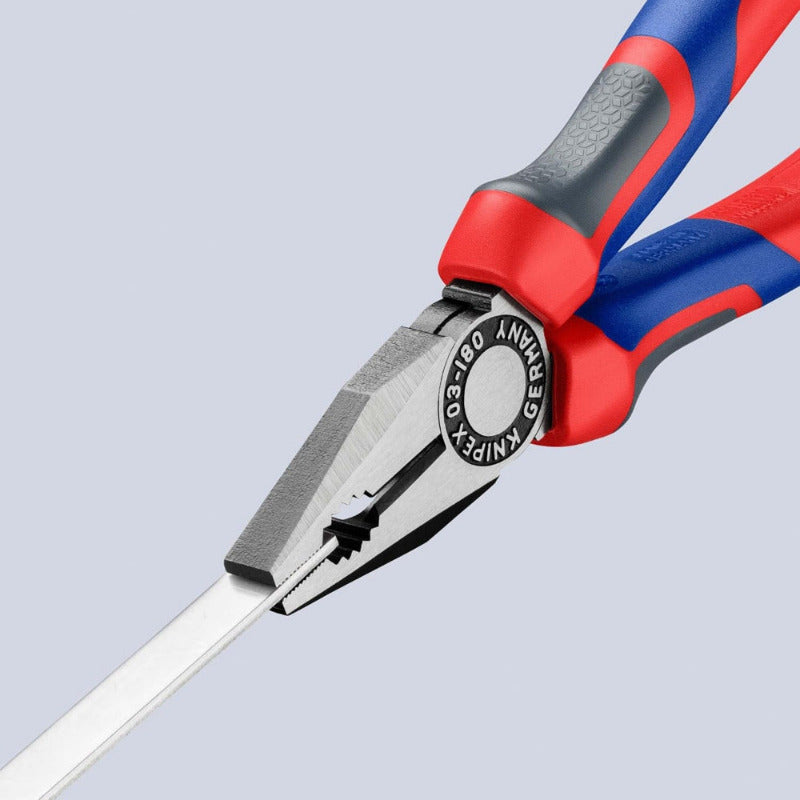 KNIPEX 03 02 180 Combination Pliers – 180 mm | Cuts Copper & Steel Wire, Grips Flat & Round Material