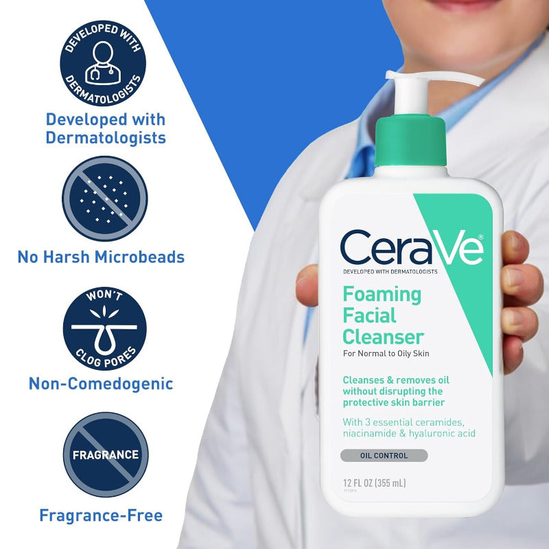 Cerave Schäumende Gesichtsreinigung, 473 Ml, Für Die Tägliche Anwendung, Normale Bis Ölige Haut, Cleansing