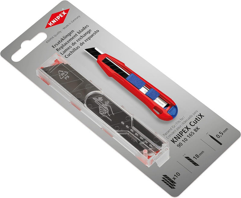 KNIPEX CutiX® Knife Replacement Blades – Model 90 10 165 E02 (10‑Pack)