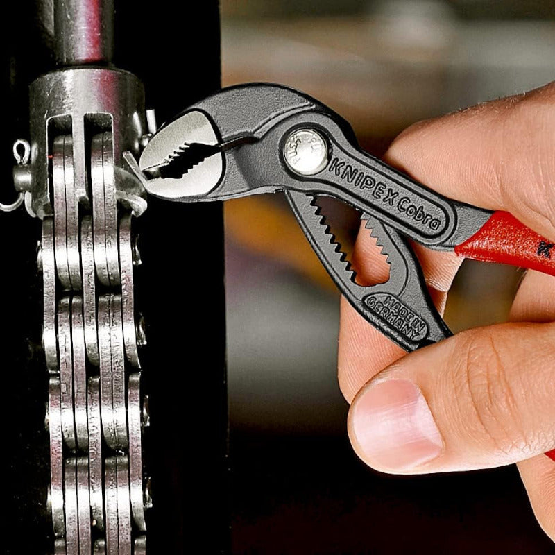 KNIPEX Cobra® 5-Piece Water Pump Pliers Set (125–300 mm) with Self-Locking Grip in Premium Roll-Up Pouch