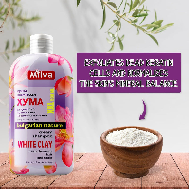MILVA White Kaolin Clay Shampoo – 500ml