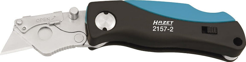 HAZET Klappmesser 2157-3 I Outdoor Taschenmesser Mit Hochwertiger Edelstahl-Klinge I Aluminium-Griff Mit Fingermulden Für Den Einsatz in Werkstatt, Industrie Oder Hobby