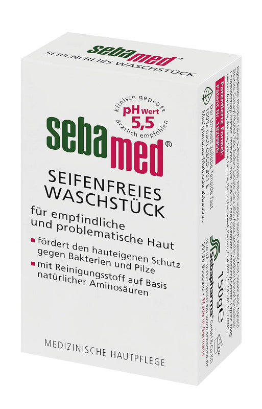 SEBAMED Seifenfreies Waschstück, Vitamin E Sowie Hautglättendes Panthenol Verleihen Neben Sauberkeit Und Frische Ein Angenehm Glattes Hautgefühl, 100 G