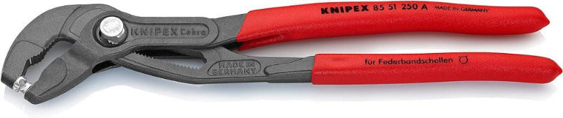 KNIPEX Hose Clamp Pliers with Locking Mechanism, Non-Slip Coating, 250 mm – 85 51 250 AF