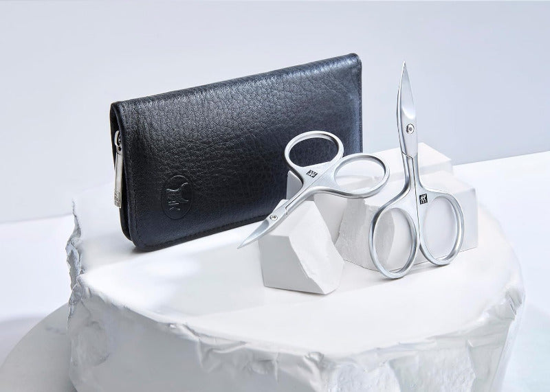 ZWILLING Premium Manicure Set – 5-Piece, Yak Leather Case with Zipper, Black