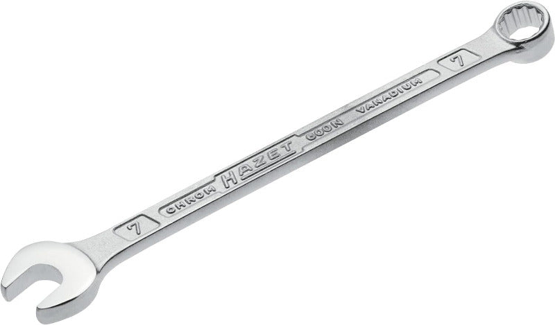 HAZET: Ring-Maulschlüssel 600N-10 Verchromt I Ringschlüsselkopf 15 Grad Abgewinkelt - Abtrieb: Außen Doppel-Sechskant, Schlüsselweite: 10 Mm, Schaft Mit Extra Stabilem HAZET Doppel-T-Profil