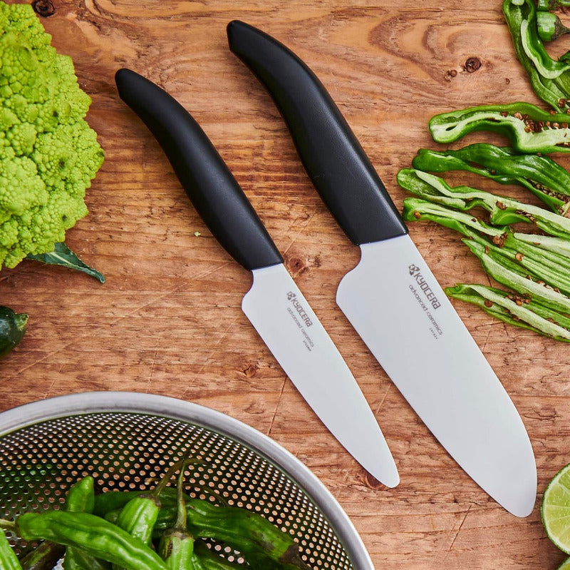 KYOCERA Ceramic Utility Knife – 11 cm Blade | Bio-Based Handle, Ultra-Sharp Zirconia Blade, Lightweight & Dishwasher Safe (FK-110 WH-BK BIO, Black)