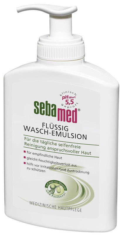 Sebamed Flüssig Wasch-Emulsion Olive Im Hygienischen Spender 200 Ml, Die Extra-Milde, Seifenfreie Reinigungsformel Pflegt Sensitive Haut Schon Bei Der Reinigung