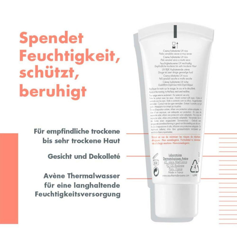 AVENE Hydrance Rich Hydrating Cream Intense Moisture for Dry and Sensitive Skin