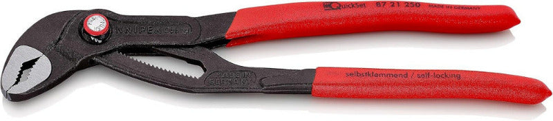 KNIPEX Cobra QuickSet Hightech Water Pump Pliers – 250mm, Slim Multi-Component Grip, Grey Atramentized | 87 22 250