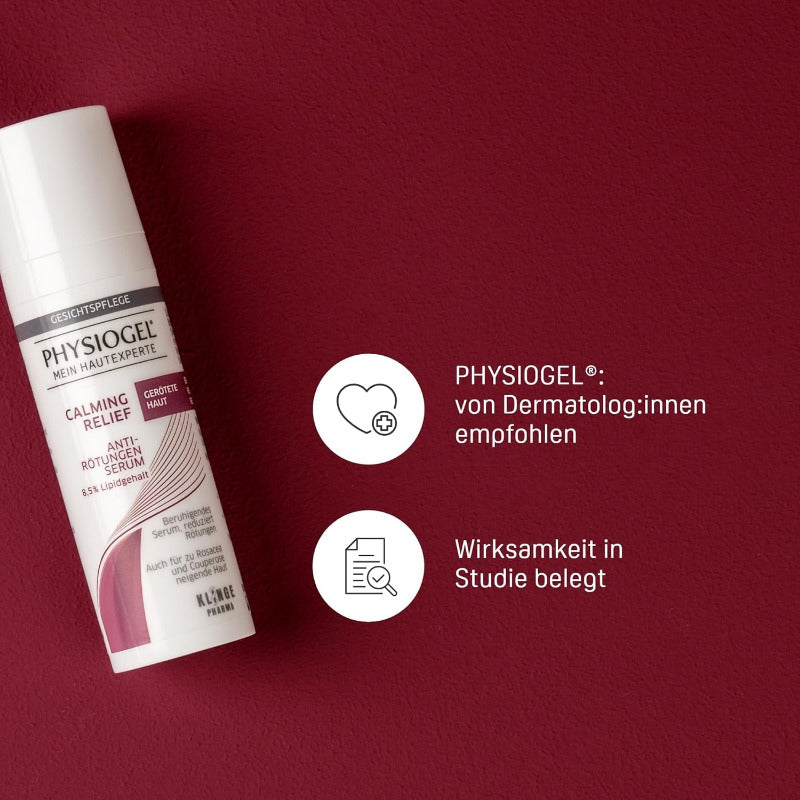 PHYSIOGEL Calming Relief Anti-Rötungen Serum - Beruhigende Gesichtspflege Für Zu Rosacea Und Couperose Neigende Haut - anti Rötung Gesichtsserum Mit Ceramiden, Glycerin, AHA Und Endothelyol - 30 Ml