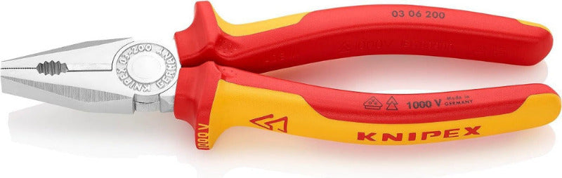KNIPEX 03 02 180 Combination Pliers – 180 mm | Cuts Copper & Steel Wire, Grips Flat & Round Material