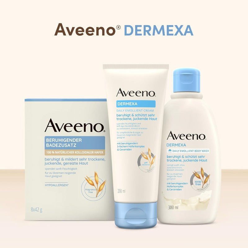Aveeno Dermexa Tägliche Emollentien Creme (200 Ml), Körperlotion Für Sehr Trockene Haut, Die Zu Ekzemen Neigt, Natürliche Hautpflege Mit Hafer Und Ceramiden, Vegan*