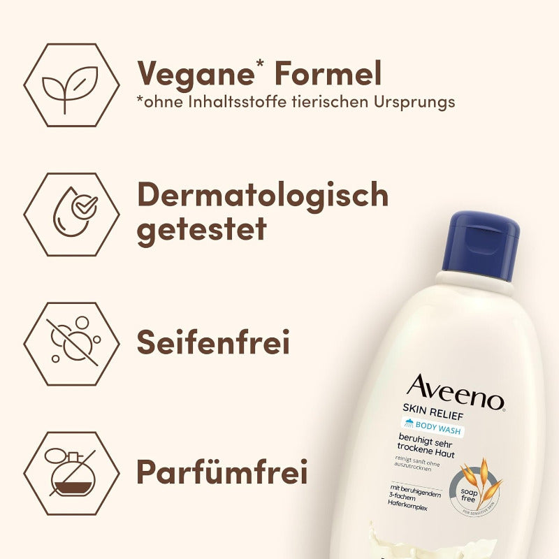 Aveeno Skin Relief Feuchtigkeitsspendendes Duschgel (500Ml) Parfümfreie Pflegedusche Für Sehr Trockene Und Empfindliche Haut Mit Beruhigendem Hafer