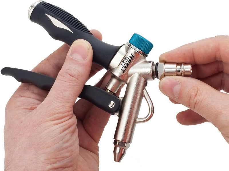 Hazet 2-Wege Ausblaspistole 9040-4 - Luftanschluss an Kopf Oder Griff, Passend Zum Entfernen Von Feinen Verschmutzungen an Schwer Zugänglichen Stellen - Mit Robustem Aluminiumgehäuse
