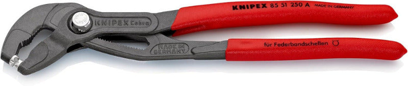 KNIPEX Hose Clamp Pliers with Locking Mechanism, Non-Slip Coating, 250 mm – 85 51 250 AF
