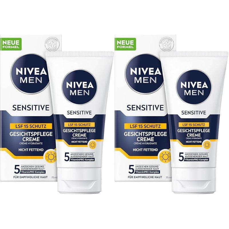 NIVEA MEN Sensitive Gesichtspflege Creme, 24H Feuchtigkeitscreme Für Empfindliche Männerhaut, Beruhigende Gesichtscreme Zur Linderung Von Hautirritationen (75 Ml)