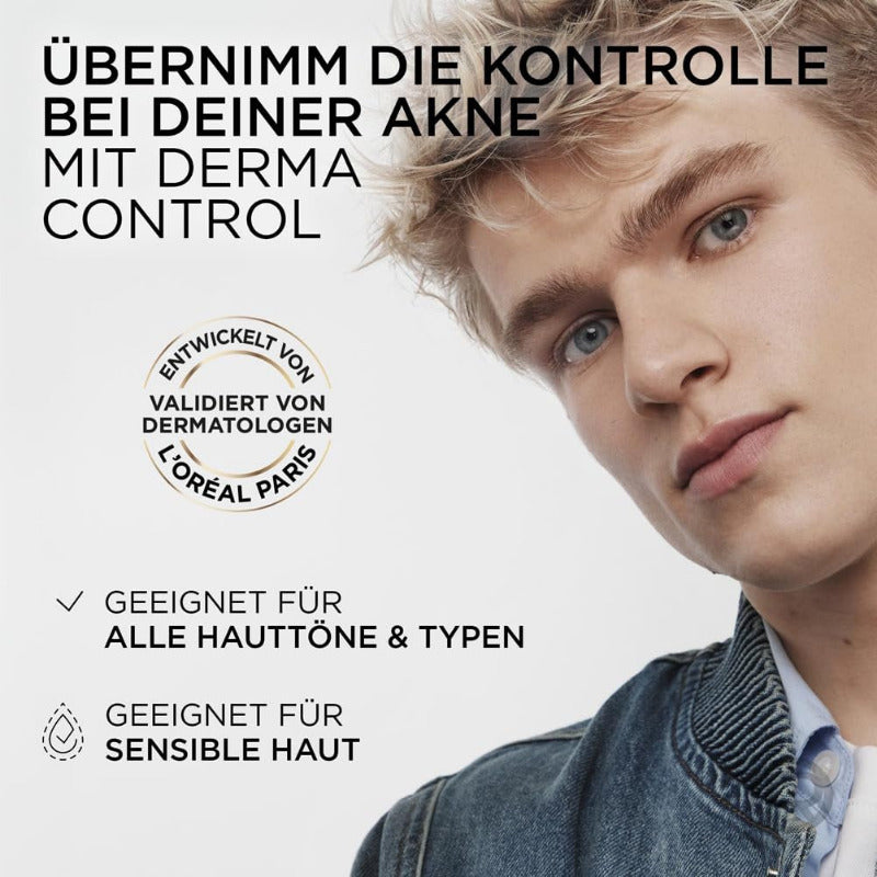 L'Oréal Men Expert Anti-Pickel Pflegeset Für Männer, Geschenkset Mit Waschgel Und Serum Für Unreine Haut, Geschenke Für Herren Mit Salicylsäure & Niacinamide, Derma Control, 1 X 260 Ml, 1 X 30 Ml