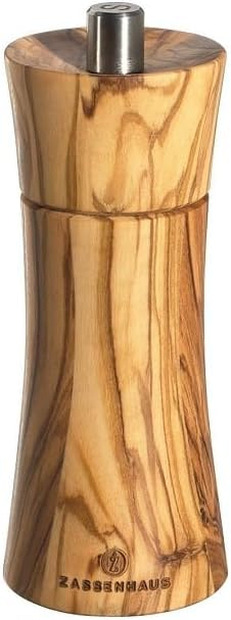 Salzmühle Frankfurt 14 Cm, Olivenholz Mit Stufenlos Verstellbarem Hochleistungs-Keramikmahlwerk, Befüllt