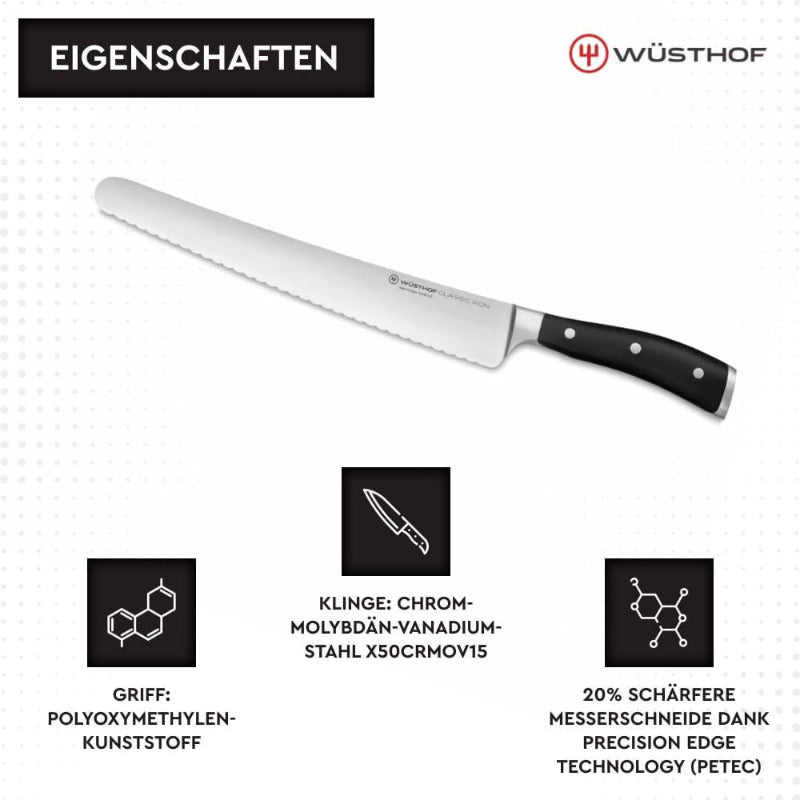 WÜSTHOF Classic Ikon Super Slicer 26 Cm, Schwarz,Silber