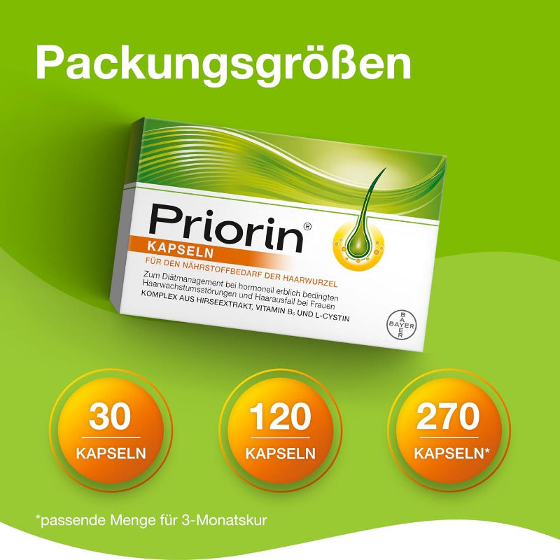 PRIORIN Hair Growth Capsules – 120 Capsules | Nutrient Complex with Biotin and Millet Extract for Hair Roots Support