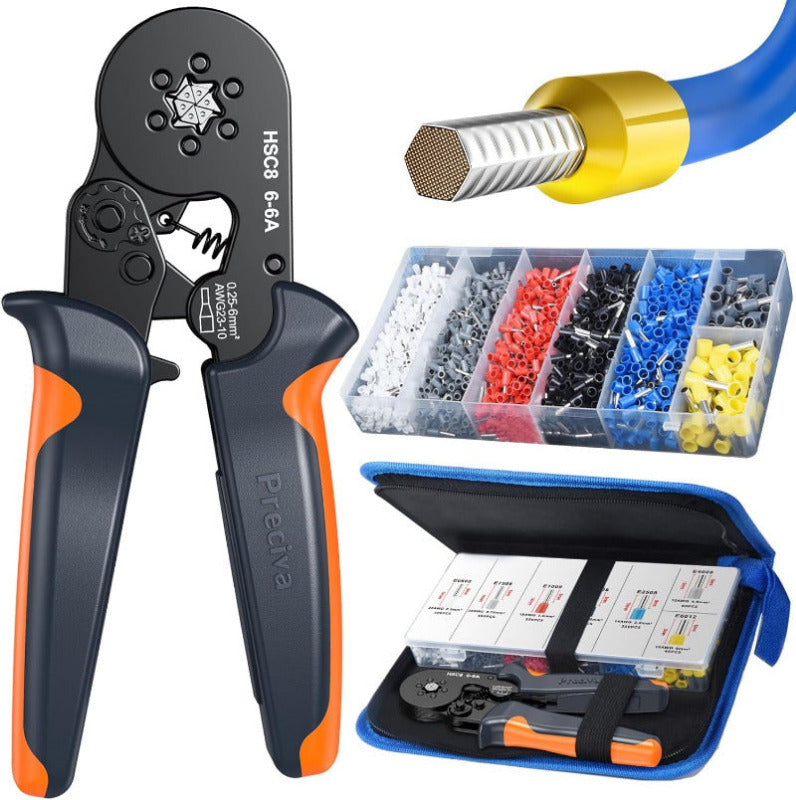 PRECIVA Ferrule Crimping Tool Kit – 1200 Insulated Ferrules (0.25–10 mm²)