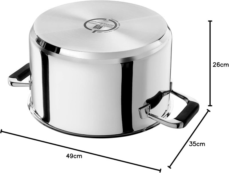 CORNELIA POLETTO by ZWILLING Cookware Set – 5-Piece, Stainless Steel with Glass Lids & Silicone Handles