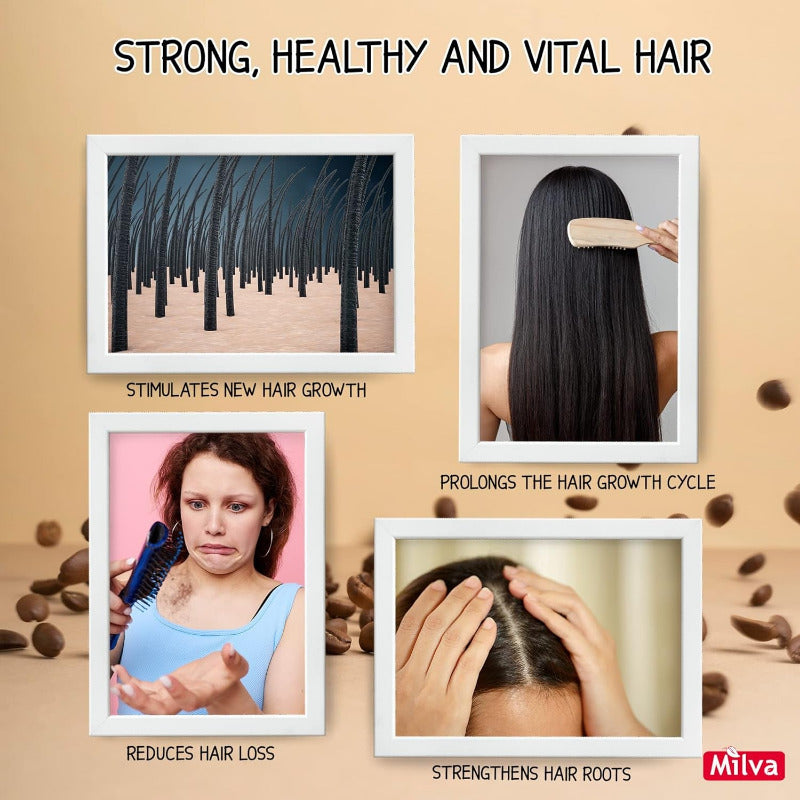 Milva Koffein Shampoo Gegen Haarausfall Stimuliert Haarwachstum Mit Chinin | Für Haarwachstum, Haarausfall-Shampoo Für Männer & Frauen, Haarwuchsmittel Haarpflege Für Mehr-Haare Auf Dem Kopf | 200 ML
