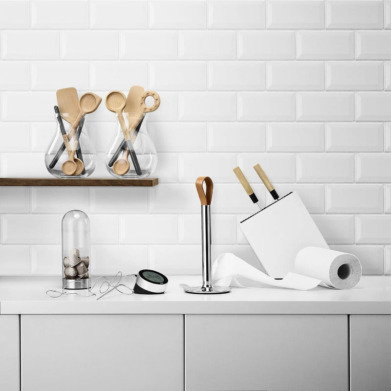 EVA SOLO Kitchen Roll Holder – Stainless Steel with Leather Detail