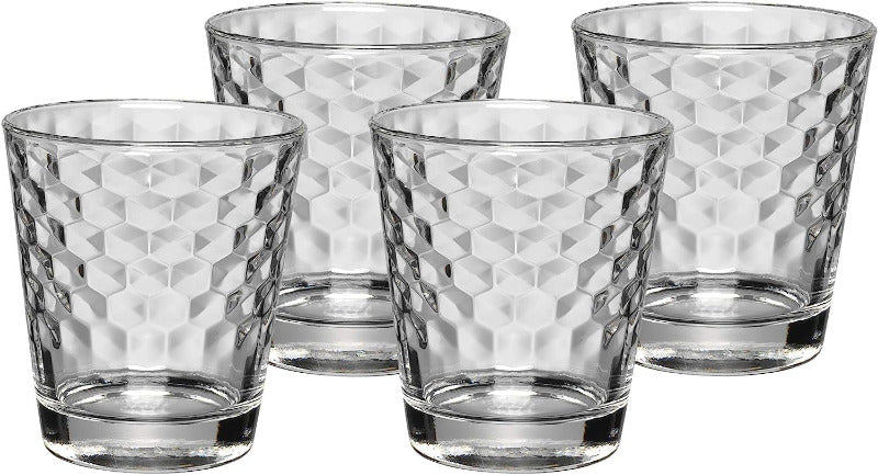 WMF Coffeetime Longdrinkgläser Set 4-Teilig, Gläser 275Ml Mit Wabenmuster, Latte Macchiato, Cocktail, Hitzebeständiges Kristallglas, Spülmaschinengeeignet